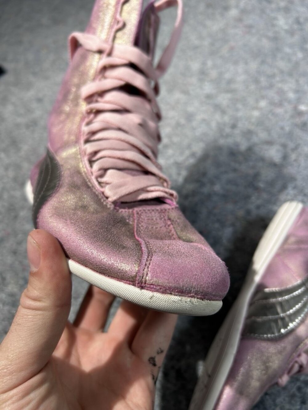 Rare Puma Eskiva Hi Metallic Pink Boxing Sneakers Women's Sz 7 US Rare High Top - Picture 9 of 11